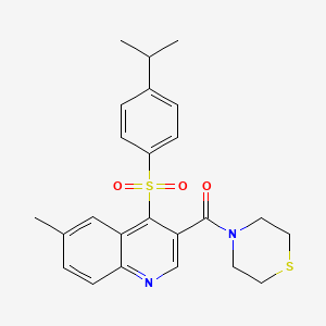 molecular formula C24H26N2O3S2 B2555028 (4-((4-Isopropylphenyl)sulfonyl)-6-methylquinolin-3-yl)(thiomorpholino)methanone CAS No. 1111164-88-5