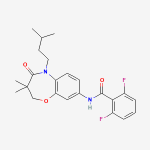 molecular formula C23H26F2N2O3 B2555033 2,6-difluoro-N-(5-isopentyl-3,3-dimethyl-4-oxo-2,3,4,5-tetrahydrobenzo[b][1,4]oxazepin-8-yl)benzamide CAS No. 921811-31-6