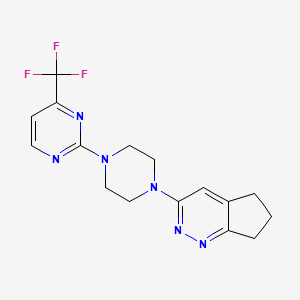 molecular formula C16H17F3N6 B2555034 3-(4-(4-(三氟甲基)嘧啶-2-基)哌嗪-1-基)-6,7-二氢-5H-环戊[c]哒嗪 CAS No. 2034566-52-2