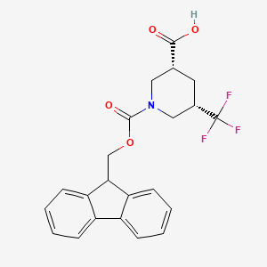 molecular formula C22H20F3NO4 B2555040 (3R,5S)-1-(9H-Fluoren-9-ylmethoxycarbonyl)-5-(trifluoromethyl)piperidine-3-carboxylic acid CAS No. 2138337-54-7