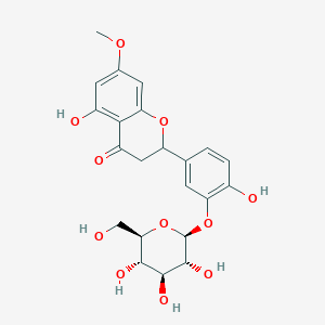 molecular formula C22H24O11 B2555042 5-hydroxy-2-[4-hydroxy-3-[(2S,3R,4S,5S,6R)-3,4,5-trihydroxy-6-(hydroxymethyl)oxan-2-yl]oxyphenyl]-7-methoxy-2,3-dihydrochromen-4-one CAS No. 107140-38-5