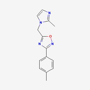 molecular formula C14H14N4O B2555044 5-[(2-methyl-1H-imidazol-1-yl)methyl]-3-(4-methylphenyl)-1,2,4-oxadiazole CAS No. 1340752-49-9