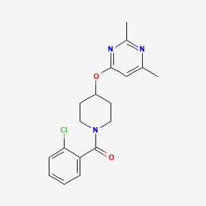 molecular formula C18H20ClN3O2 B2555045 (2-Chlorophenyl)(4-((2,6-dimethylpyrimidin-4-yl)oxy)piperidin-1-yl)methanone CAS No. 2034274-86-5