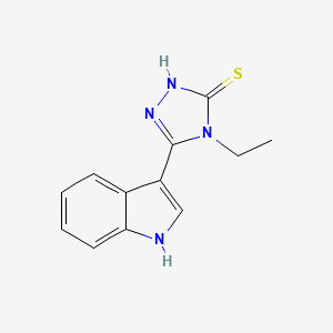 molecular formula C12H12N4S B2555067 4-ethyl-5-(1{H}-indol-3-yl)-4{H}-1,2,4-triazole-3-thiol CAS No. 831231-33-5