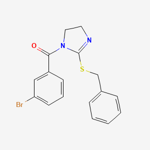 molecular formula C17H15BrN2OS B2555069 (2-Benzylsulfanyl-4,5-dihydroimidazol-1-yl)-(3-bromophenyl)methanone CAS No. 851863-98-4