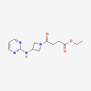 molecular formula C13H18N4O3 B2555070 4-氧代-4-(3-(嘧啶-2-氨基)氮杂环丁-1-基)丁酸乙酯 CAS No. 2194846-82-5