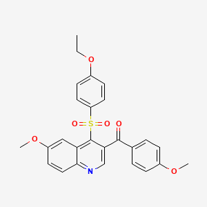 molecular formula C26H23NO6S B2555075 (4-((4-乙氧苯基)磺酰基)-6-甲氧基喹啉-3-基)(4-甲氧基苯基)甲苯酮 CAS No. 866895-87-6