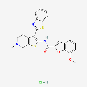 N-(3-(benzo[d]thiazol-2-yl)-6-methyl-4,5,6,7-tetrahydrothieno[2,3-c]pyridin-2-yl)-7-methoxybenzofuran-2-carboxamide hydrochloride