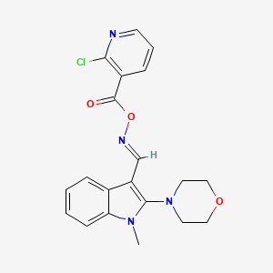 molecular formula C20H19ClN4O3 B2555094 3-[({[(2-chloro-3-pyridinyl)carbonyl]oxy}imino)methyl]-1-methyl-2-morpholino-1H-indole CAS No. 866017-58-5