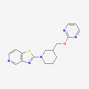 molecular formula C16H17N5OS B2555113 2-[3-(Pyrimidin-2-yloxymethyl)piperidin-1-yl]-[1,3]thiazolo[4,5-c]pyridine CAS No. 2379972-69-5