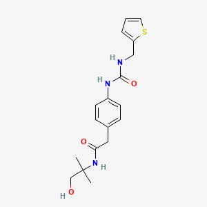 molecular formula C18H23N3O3S B2555120 N-(1-hydroxy-2-methylpropan-2-yl)-2-(4-(3-(thiophen-2-ylmethyl)ureido)phenyl)acetamide CAS No. 1235106-03-2