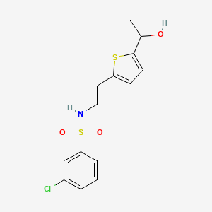 molecular formula C14H16ClNO3S2 B2555130 3-chloro-N-(2-(5-(1-hydroxyethyl)thiophen-2-yl)ethyl)benzenesulfonamide CAS No. 2034492-44-7