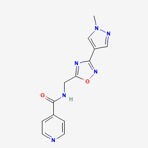 molecular formula C13H12N6O2 B2555131 N-((3-(1-methyl-1H-pyrazol-4-yl)-1,2,4-oxadiazol-5-yl)methyl)isonicotinamide CAS No. 2034296-82-5