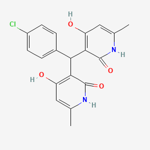 molecular formula C19H17ClN2O4 B2555133 3,3'-[(4-chlorophenyl)methanediyl]bis(4-hydroxy-6-methylpyridin-2(1H)-one) CAS No. 193888-07-2