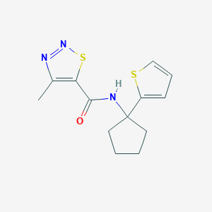 molecular formula C13H15N3OS2 B2555134 4-methyl-N-(1-(thiophen-2-yl)cyclopentyl)-1,2,3-thiadiazole-5-carboxamide CAS No. 2034587-50-1