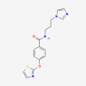 molecular formula C16H16N4O2S B2555149 N-(3-(1H-imidazol-1-yl)propyl)-4-(thiazol-2-yloxy)benzamide CAS No. 2034274-85-4