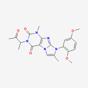 molecular formula C21H23N5O5 B2555160 6-(2,5-二甲氧基苯基)-4,7-二甲基-2-(3-氧代丁-2-基)嘌呤[7,8-a]咪唑-1,3-二酮 CAS No. 896307-87-2