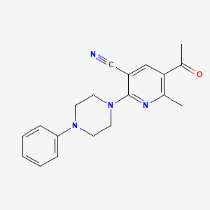 molecular formula C19H20N4O B2555164 5-乙酰基-6-甲基-2-(4-苯基哌嗪)烟腈 CAS No. 306979-88-4