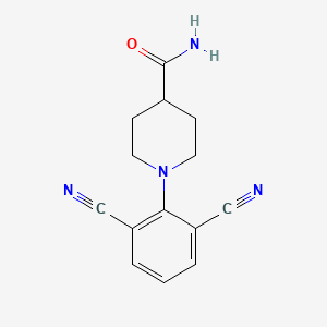 molecular formula C14H14N4O B2555169 1-(2,6-Dicyanophenyl)piperidine-4-carboxamide CAS No. 338962-70-2