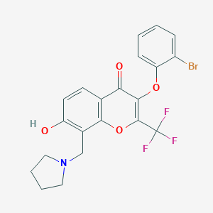 molecular formula C21H17BrF3NO4 B255517 3-(2-bromophenoxy)-7-hydroxy-8-(1-pyrrolidinylmethyl)-2-(trifluoromethyl)-4H-chromen-4-one 