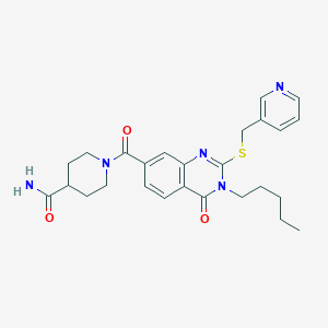 1-[4-Oxo-3-pentyl-2-(pyridin-3-ylmethylsulfanyl)quinazoline-7-carbonyl]piperidine-4-carboxamide