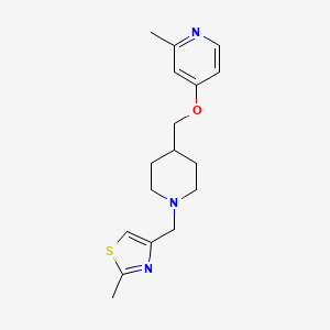 molecular formula C17H23N3OS B2555173 2-Methyl-4-({1-[(2-methyl-1,3-thiazol-4-yl)methyl]piperidin-4-yl}methoxy)pyridine CAS No. 2379984-19-5