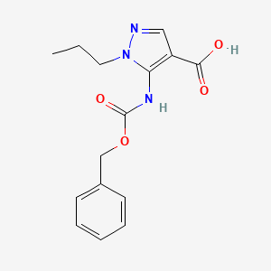 molecular formula C15H17N3O4 B2555178 5-(Phenylmethoxycarbonylamino)-1-propylpyrazole-4-carboxylic acid CAS No. 2287301-34-0