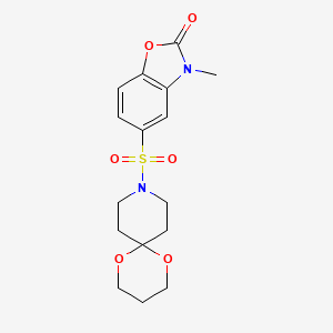 molecular formula C16H20N2O6S B2555180 5-(1,5-二氧杂-9-氮杂螺[5.5]十一烷-9-磺酰基)-3-甲基苯并[d]恶唑-2(3H)-酮 CAS No. 1428349-71-6