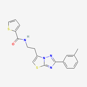 molecular formula C18H16N4OS2 B2555186 N-(2-(2-(m-甲苯基)噻唑并[3,2-b][1,2,4]三唑-6-基)乙基)噻吩-2-甲酰胺 CAS No. 891097-30-6