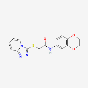 molecular formula C16H14N4O3S B2555196 2-([1,2,4]三唑并[4,3-a]吡啶-3-硫基)-N-(2,3-二氢苯并[b][1,4]二氧杂环-6-基)乙酰胺 CAS No. 303788-21-8