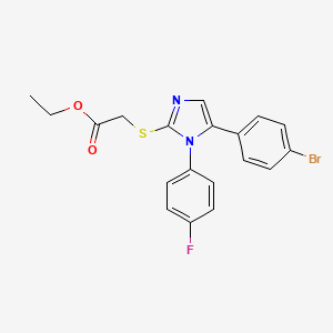 molecular formula C19H16BrFN2O2S B2555205 ethyl 2-((5-(4-bromophenyl)-1-(4-fluorophenyl)-1H-imidazol-2-yl)thio)acetate CAS No. 1207009-19-5