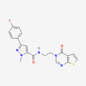 3-(4-fluorophenyl)-1-methyl-N-(2-(4-oxothieno[2,3-d]pyrimidin-3(4H)-yl)ethyl)-1H-pyrazole-5-carboxamide