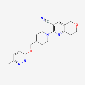 molecular formula C20H23N5O2 B2555212 2-[4-[(6-Methylpyridazin-3-yl)oxymethyl]piperidin-1-yl]-7,8-dihydro-5H-pyrano[4,3-b]pyridine-3-carbonitrile CAS No. 2309587-15-1