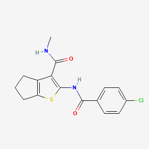 molecular formula C16H15ClN2O2S B2555218 2-[(4-chlorobenzoyl)amino]-N-methyl-5,6-dihydro-4H-cyclopenta[b]thiophene-3-carboxamide CAS No. 893092-32-5