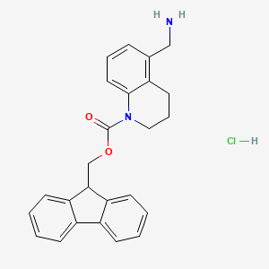 molecular formula C25H25ClN2O2 B2555219 9H-Fluoren-9-ylmethyl 5-(aminomethyl)-3,4-dihydro-2H-quinoline-1-carboxylate;hydrochloride CAS No. 2411297-48-6