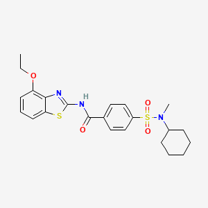 molecular formula C23H27N3O4S2 B2555223 4-[cyclohexyl(methyl)sulfamoyl]-N-(4-ethoxy-1,3-benzothiazol-2-yl)benzamide CAS No. 497073-68-4