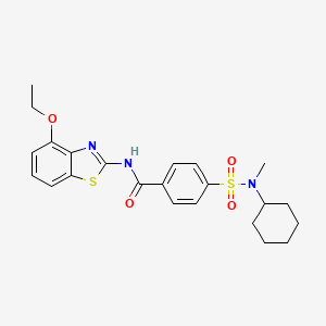 molecular formula C23H27N3O4S2 B2555223 4-[环己基（甲基）磺酰氨基]-N-(4-乙氧基-1,3-苯并噻唑-2-基)苯甲酰胺 CAS No. 497073-68-4