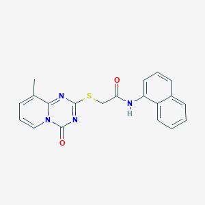 molecular formula C20H16N4O2S B2555239 2-(9-methyl-4-oxopyrido[1,2-a][1,3,5]triazin-2-yl)sulfanyl-N-naphthalen-1-ylacetamide CAS No. 896339-04-1