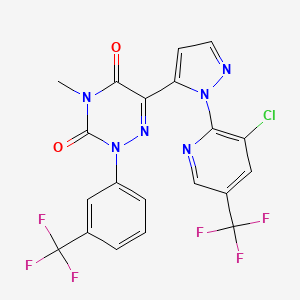 molecular formula C20H11ClF6N6O2 B2555261 6-(1-(3-氯-5-(三氟甲基)-2-吡啶基)-1H-吡唑-5-基)-4-甲基-2-(3-(三氟甲基)苯基)-1,2,4-三嗪-3,5(2H,4H)-二酮 CAS No. 477709-55-0