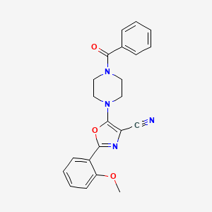 molecular formula C22H20N4O3 B2555264 2-(2-Methoxyphenyl)-5-[4-(phenylcarbonyl)piperazin-1-yl]-1,3-oxazole-4-carbonitrile CAS No. 903199-91-7