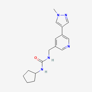 molecular formula C16H21N5O B2555266 1-环戊基-3-((5-(1-甲基-1H-吡唑-4-基)吡啶-3-基)甲基)脲 CAS No. 2034383-79-2