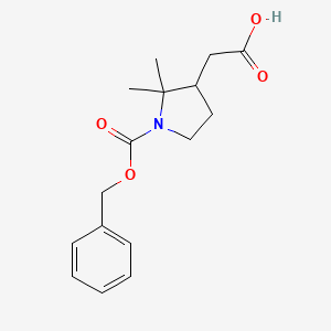 molecular formula C16H21NO4 B2555272 2-(2,2-Dimethyl-1-phenylmethoxycarbonylpyrrolidin-3-yl)acetic acid CAS No. 2287313-27-1