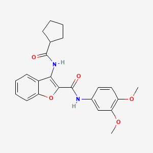 molecular formula C23H24N2O5 B2555278 3-(环戊烷甲酰胺)-N-(3,4-二甲氧基苯基)苯并呋喃-2-甲酰胺 CAS No. 872609-36-4