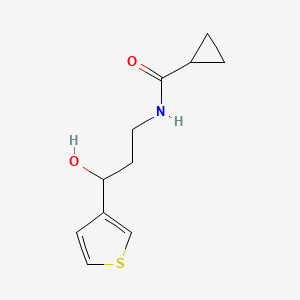 molecular formula C11H15NO2S B2555279 N-(3-羟基-3-(噻吩-3-基)丙基)环丙烷甲酰胺 CAS No. 2034242-90-3