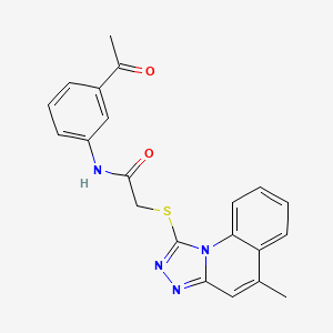 molecular formula C21H18N4O2S B2555281 N-(3-acetylphenyl)-2-[(5-methyl[1,2,4]triazolo[4,3-a]quinolin-1-yl)thio]acetamide CAS No. 812685-76-0