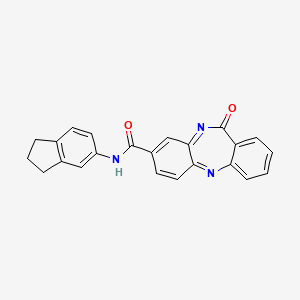 molecular formula C23H19N3O2 B2555282 N-(2,3-dihydro-1H-inden-5-yl)-10-oxo-2,9-diazatricyclo[9.4.0.0^{3,8}]pentadeca-1(11),3(8),4,6,12,14-hexaene-6-carboxamide CAS No. 2034244-98-7