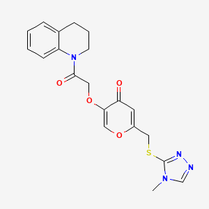 molecular formula C20H20N4O4S B2555284 5-(2-(3,4-dihydroquinolin-1(2H)-yl)-2-oxoethoxy)-2-(((4-methyl-4H-1,2,4-triazol-3-yl)thio)methyl)-4H-pyran-4-one CAS No. 899951-81-6