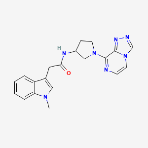 molecular formula C20H21N7O B2555295 N-(1-([1,2,4]三唑并[4,3-a]吡嗪-8-基)吡咯烷-3-基)-2-(1-甲基-1H-吲哚-3-基)乙酰胺 CAS No. 2034382-40-4
