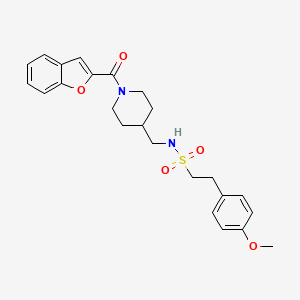 molecular formula C24H28N2O5S B2555317 N-((1-(苯并呋喃-2-羰基)哌啶-4-基)甲基)-2-(4-甲氧基苯基)乙磺酰胺 CAS No. 1235338-13-2