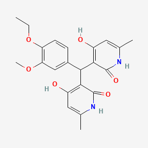 molecular formula C22H24N2O6 B2555331 3,3'-((4-乙氧基-3-甲氧基苯基)亚甲基)双(4-羟基-6-甲基吡啶-2(1H)-酮) CAS No. 873570-87-7